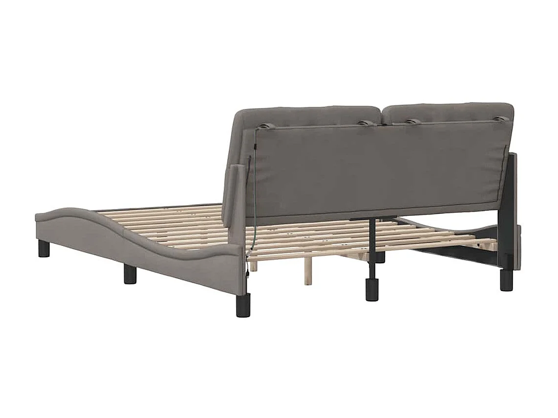 Bedframe met LED zonder matras 120x200 cm stof taupe