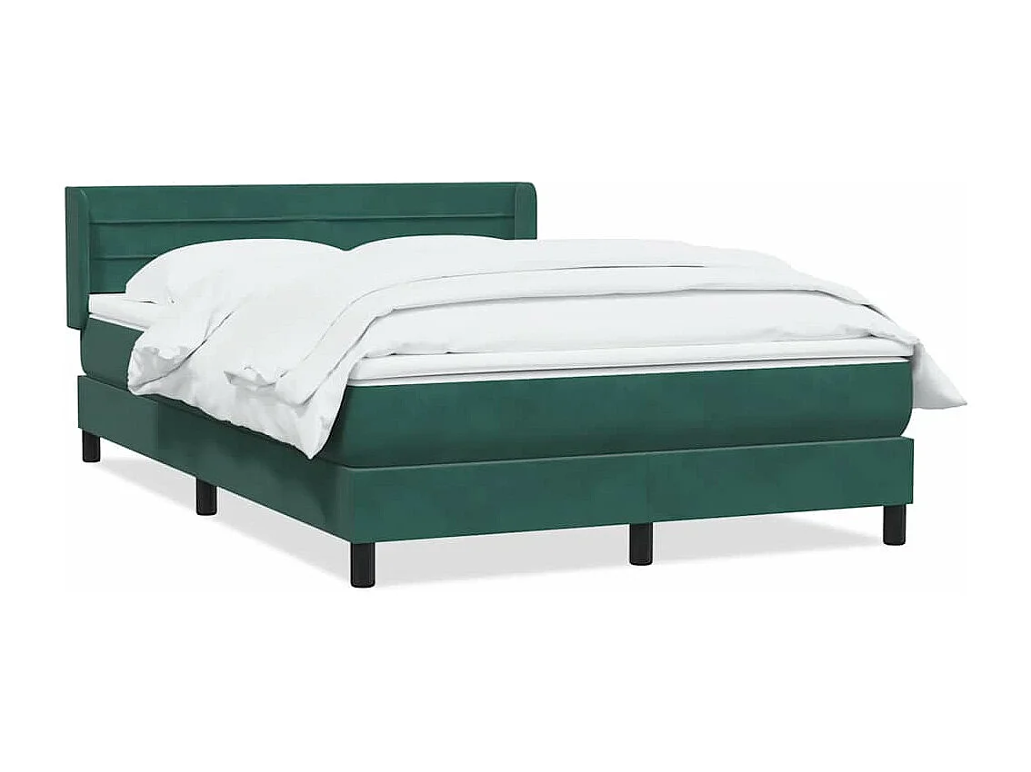 Cama box spring con colchón terciopelo verde oscuro 160x210 cm
