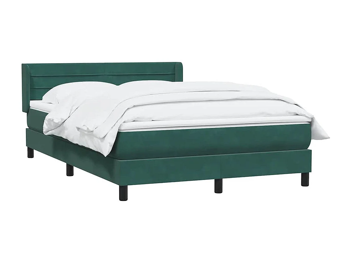 Cama box spring con colchón terciopelo verde oscuro 160x210 cm