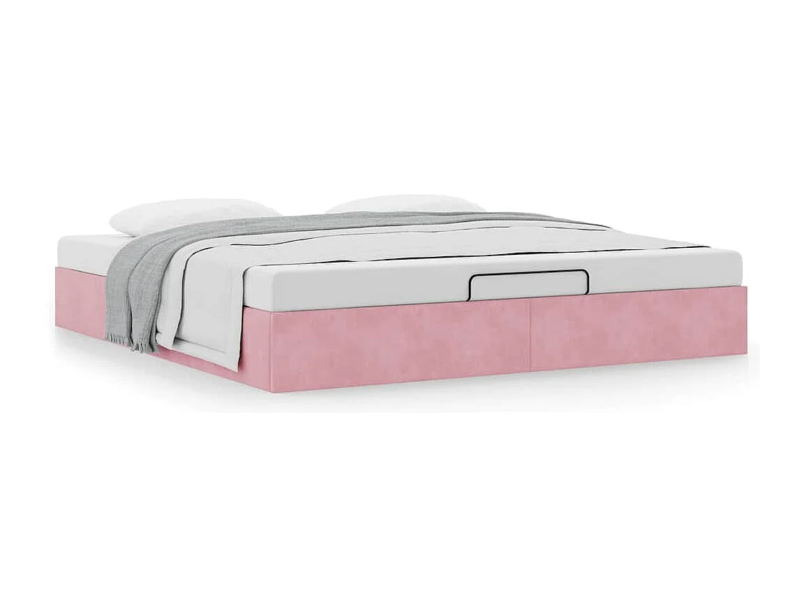 Ottoman bedframe zonder matras 160x200 cm fluweel roze