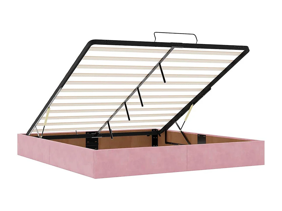 Ottoman bedframe zonder matras 160x200 cm fluweel roze