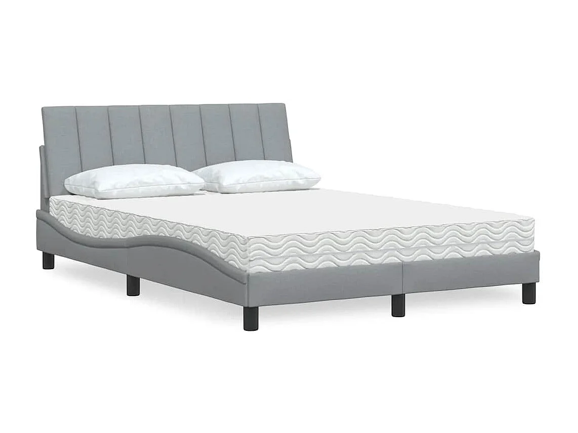 Lit avec matelas gris clair 140x200 cm tissu