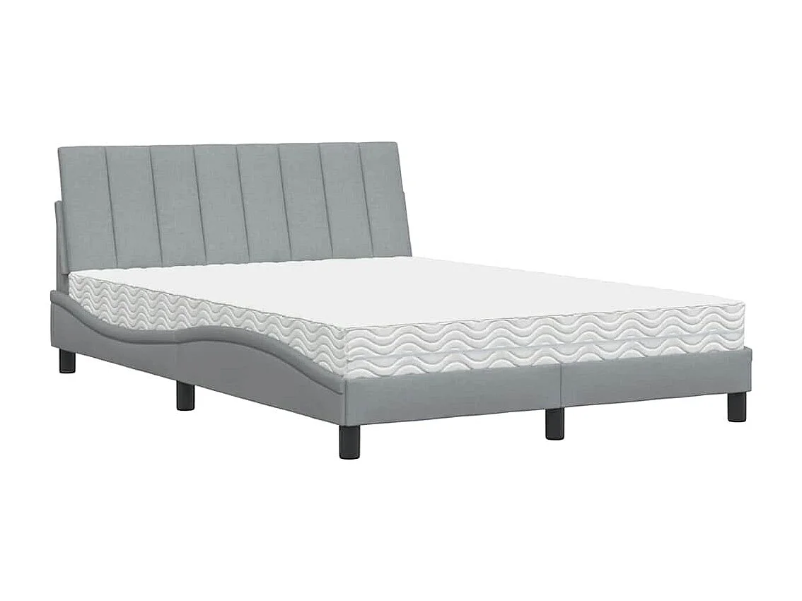Lit avec matelas gris clair 140x200 cm tissu