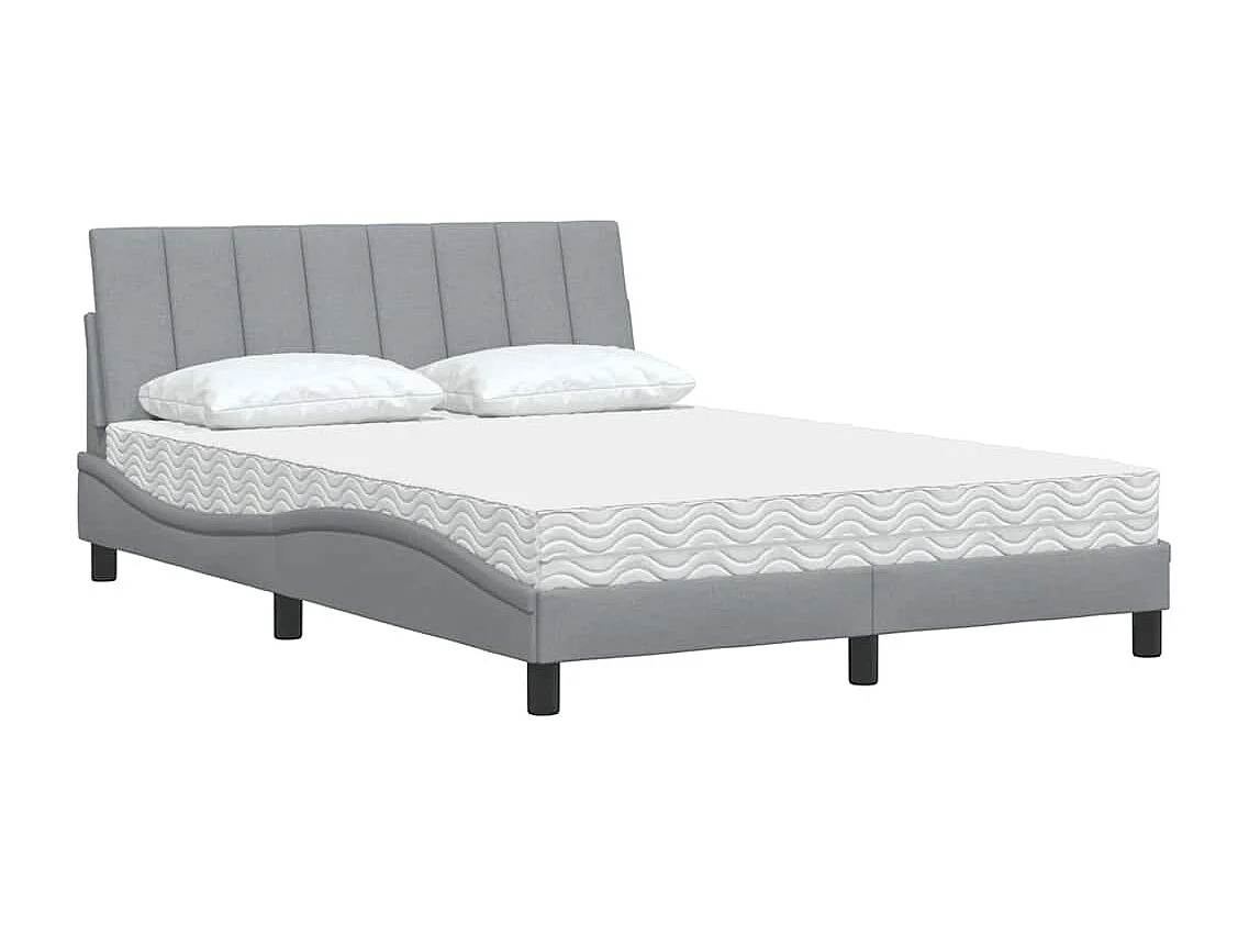 Lit avec matelas gris clair 140x200 cm tissu