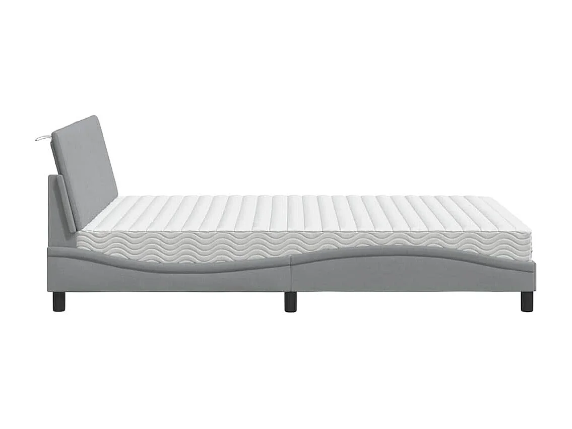 Lit avec matelas gris clair 140x200 cm tissu