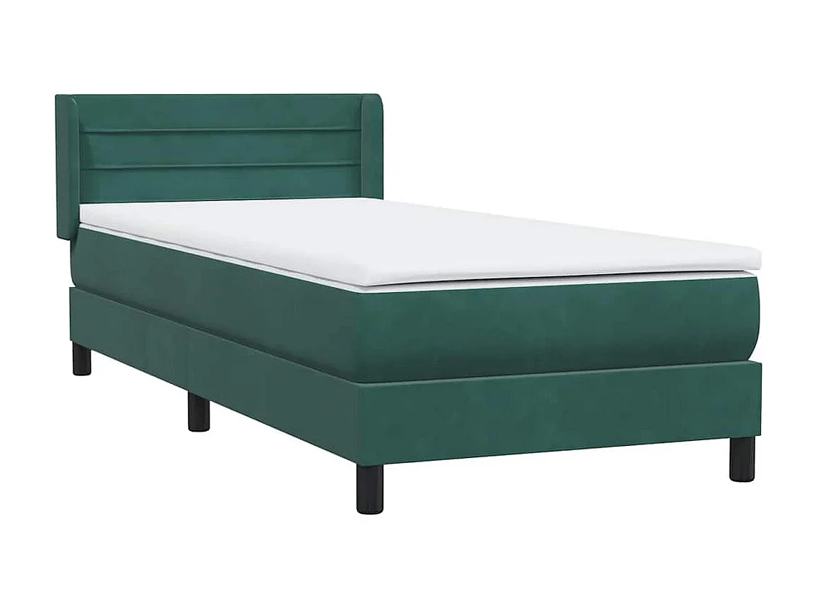 Boxspring met matras fluweel donkergroen 90x210 cm