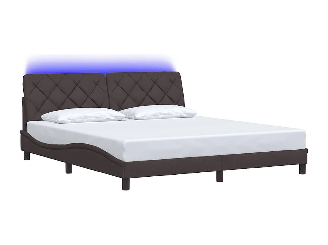 Bedframe met LED zonder matras 180x200 cm stof donkerbruin