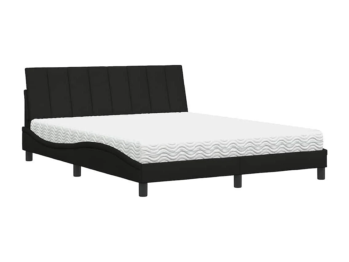 Bed met matras "Hanko" stof zwart 160x200 cm