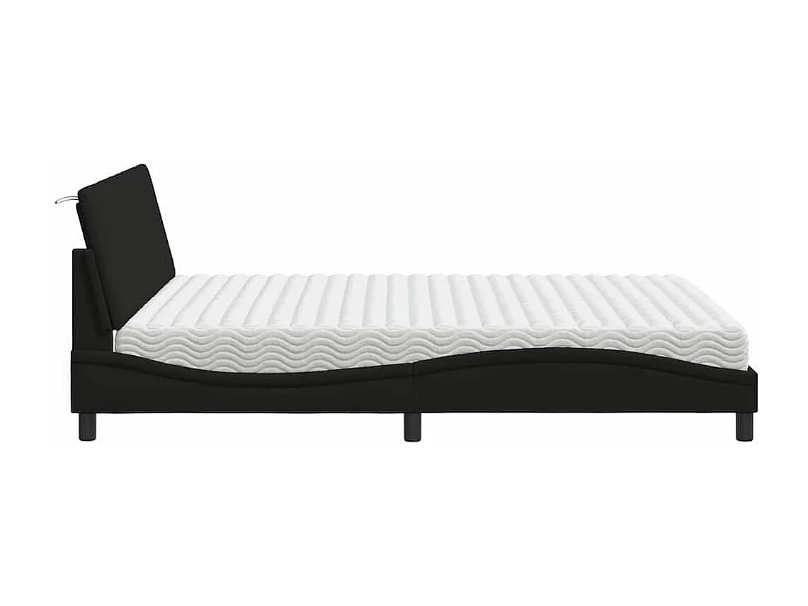 Bed met matras "Hanko" stof zwart 160x200 cm