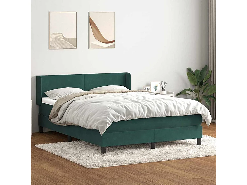 Boxspring met matras fluweel donkergroen 140x210 cm