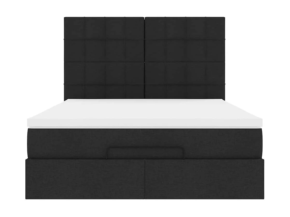 Estructura cama otomana colchón tela negra 140x190 cm