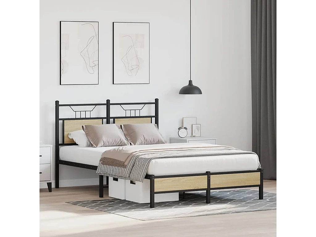 Estructura de cama sin colchón madera roble Sonoma 120x200 cm