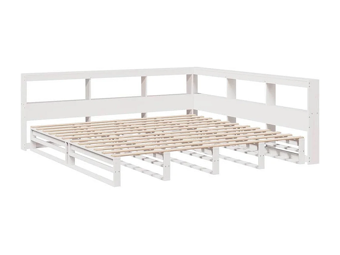 Bed met boekenkast zonder matras grenenhout wit 180x200 cm