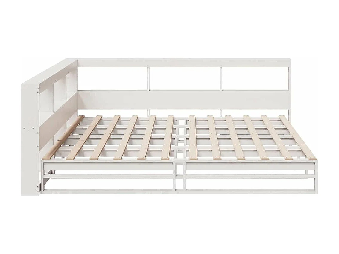 Bed met boekenkast zonder matras grenenhout wit 180x200 cm