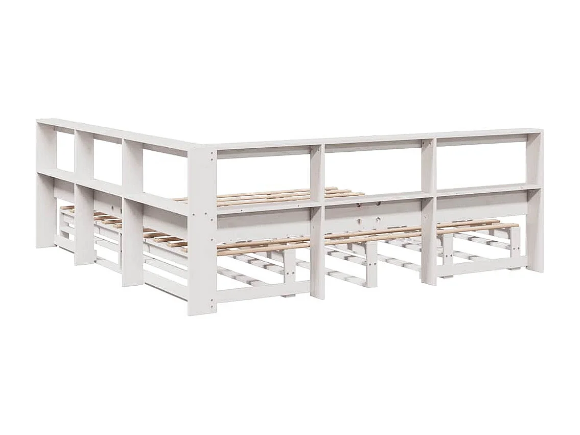 Bed met boekenkast zonder matras grenenhout wit 180x200 cm