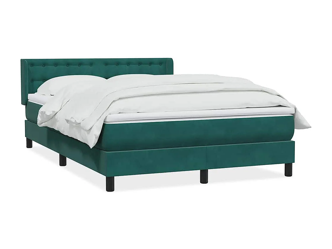 Boxspring met matras fluweel donkergroen 140x210 cm