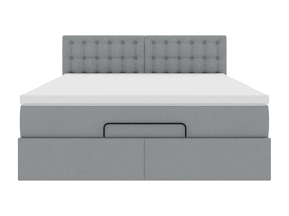 Cadre de lit ottoman et matelas gris clair 140x190 cm tissu