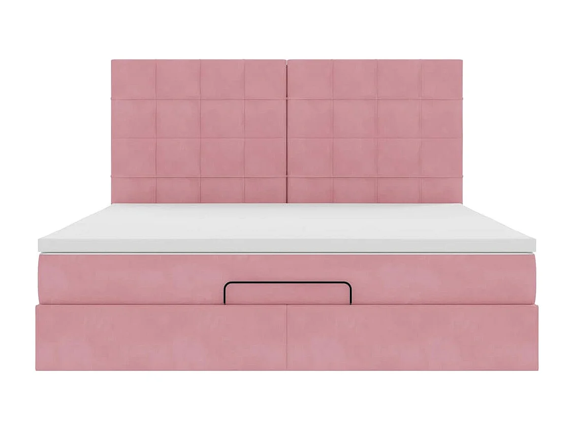 Estructura de cama otomana colchones terciopelo rosa 160x200cm