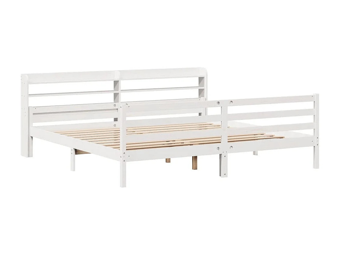 Cadre de lit avec tête de lit sans matelas blanc 180x200 cm