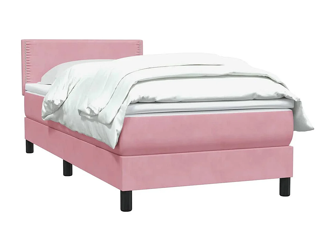 Sommier à lattes de lit avec matelas rose 100x220 cm velours