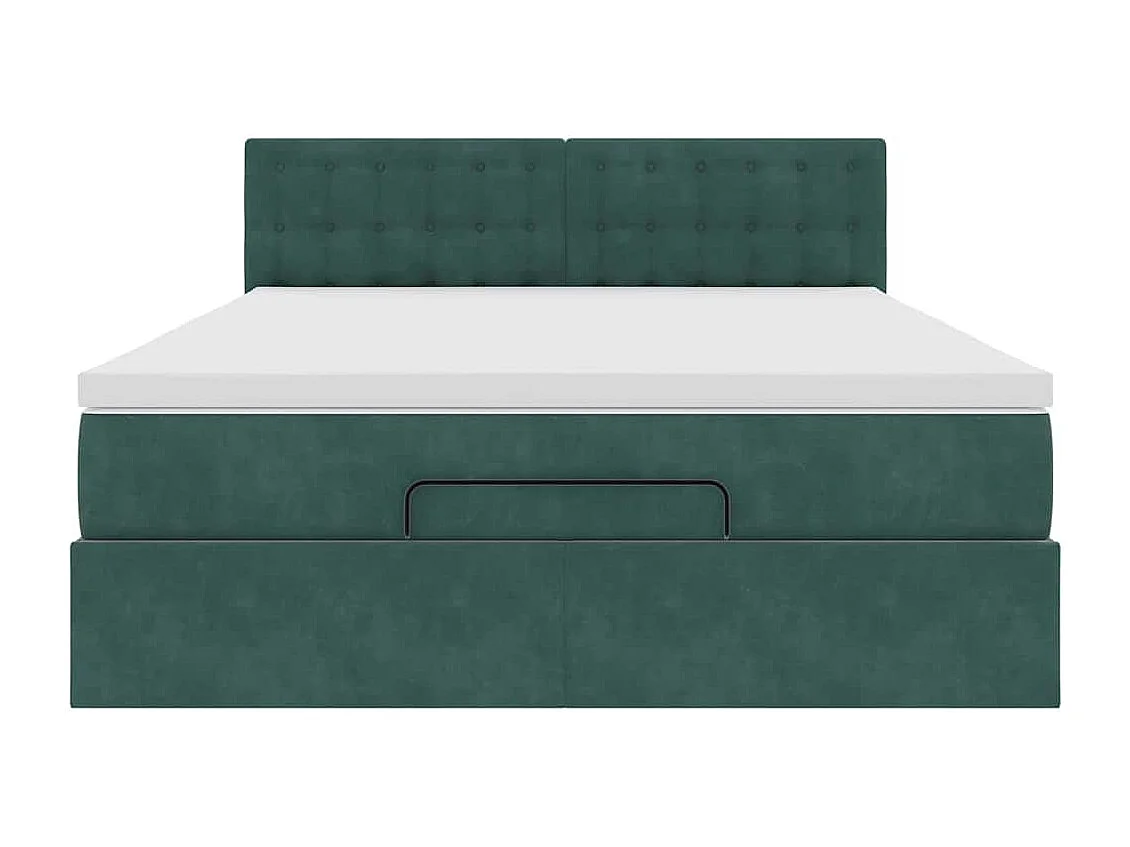 Estrutura de cama otomana com colchão 140x200 cm verde escuro