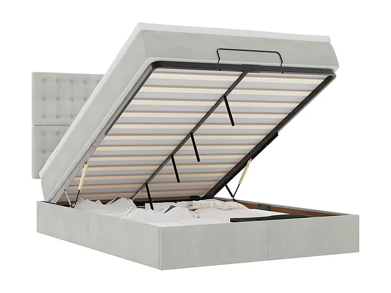 Estructura cama otomana colchones gris claro 140x190cm