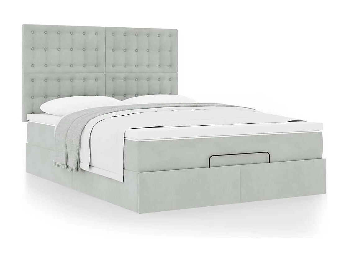 Estructura cama otomana colchones gris claro 140x190cm