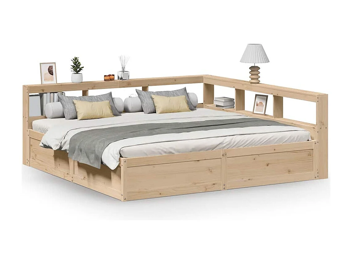 Lit bibliothèque sans matelas 180x200 cm bois massif de pin