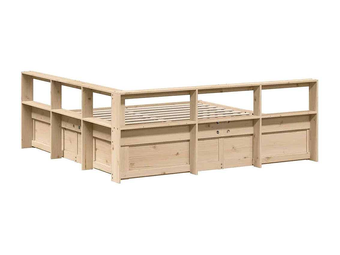 Lit bibliothèque sans matelas 180x200 cm bois massif de pin