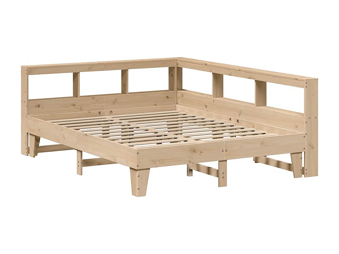 Lit bibliothèque sans matelas 160x200 cm bois massif de pin