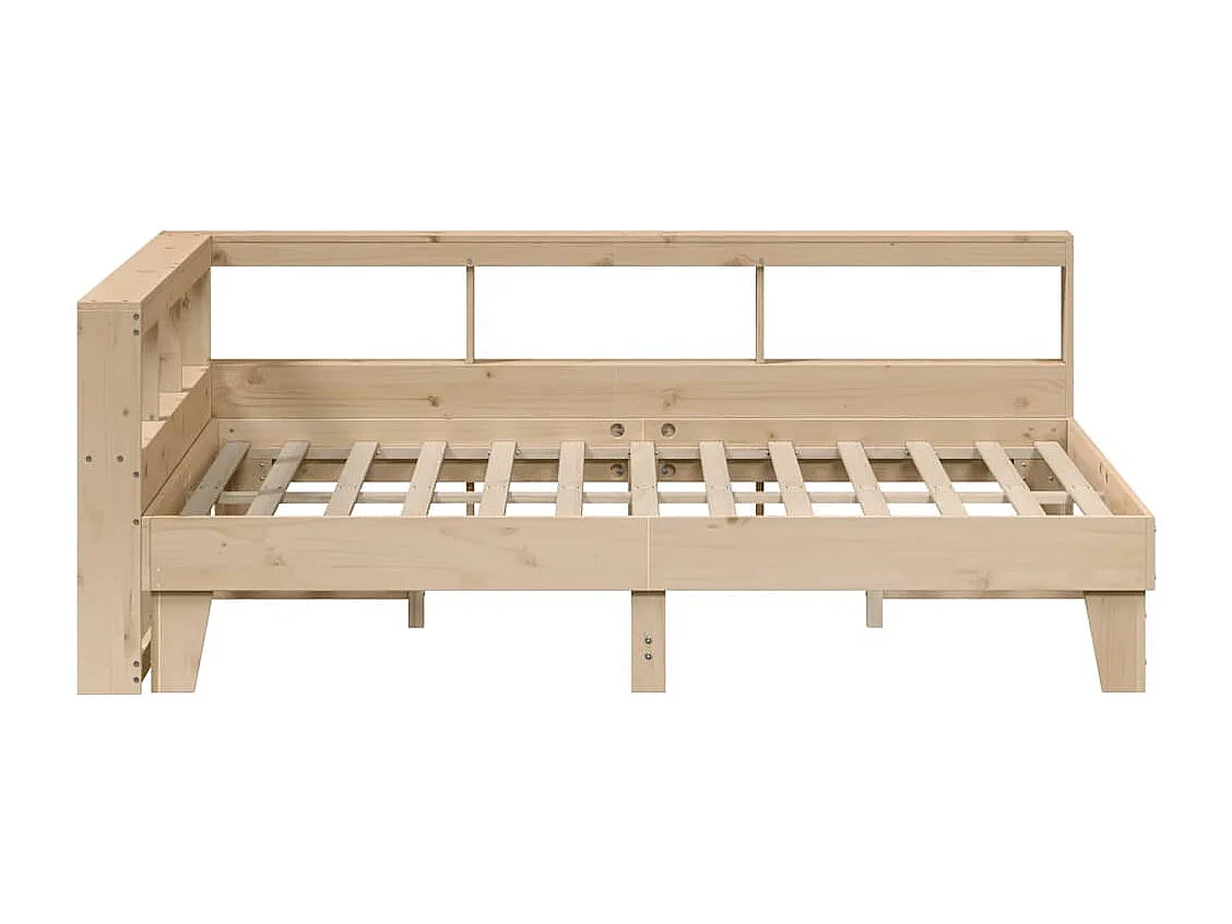 Lit bibliothèque sans matelas 160x200 cm bois massif de pin
