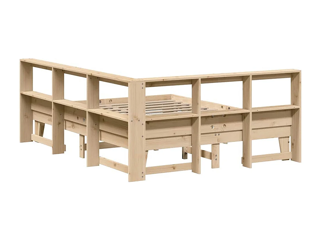 Lit bibliothèque sans matelas 160x200 cm bois massif de pin