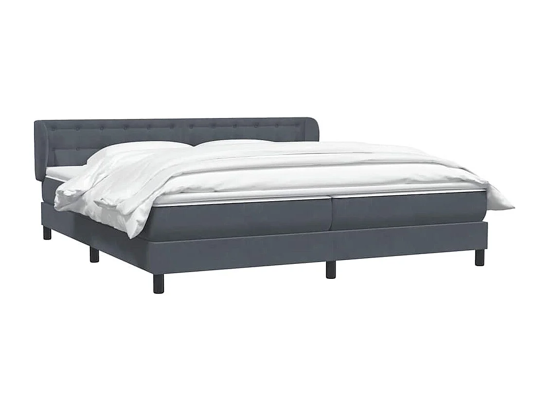 Cama box spring con colchones terciopelo gris oscuro 180x220 cm