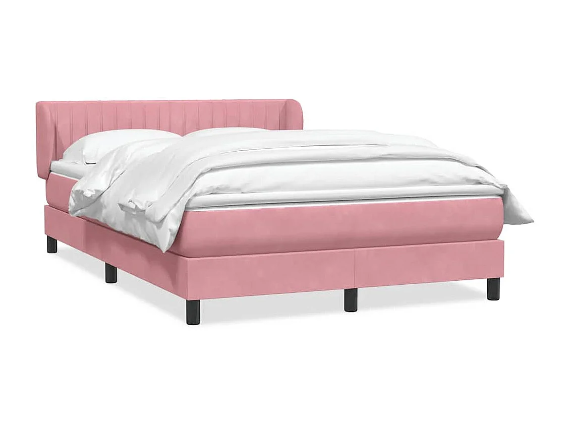 Cama box spring com colchão 160x210 cm veludo rosa