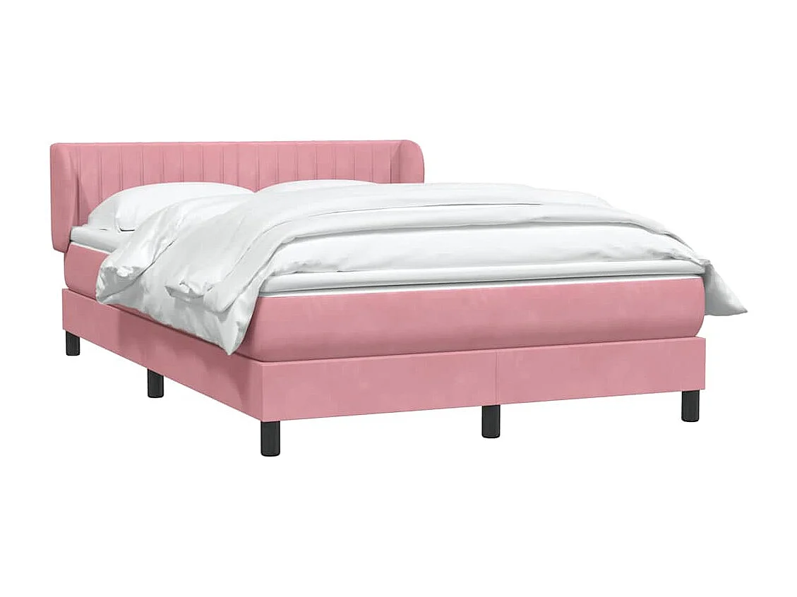Cama box spring com colchão 160x210 cm veludo rosa