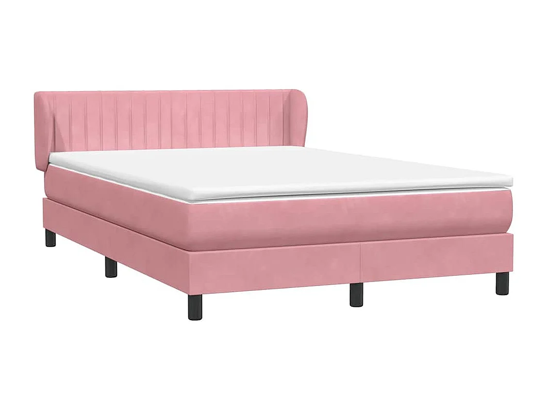 Cama box spring com colchão 160x210 cm veludo rosa