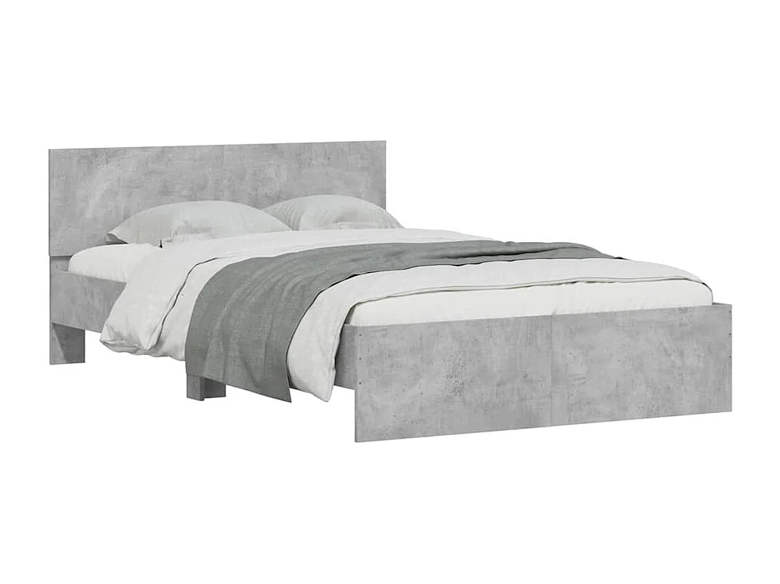 Estructura de cama cabecero y luces LED gris hormigón 120x190cm