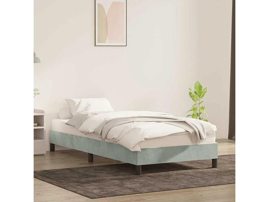 Cadre de lit sans matelas gris clair 100x210 cm velours