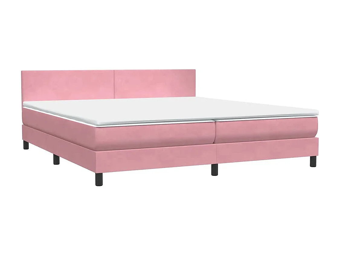 Cama box spring con colchón terciopelo rosa 180x210 cm