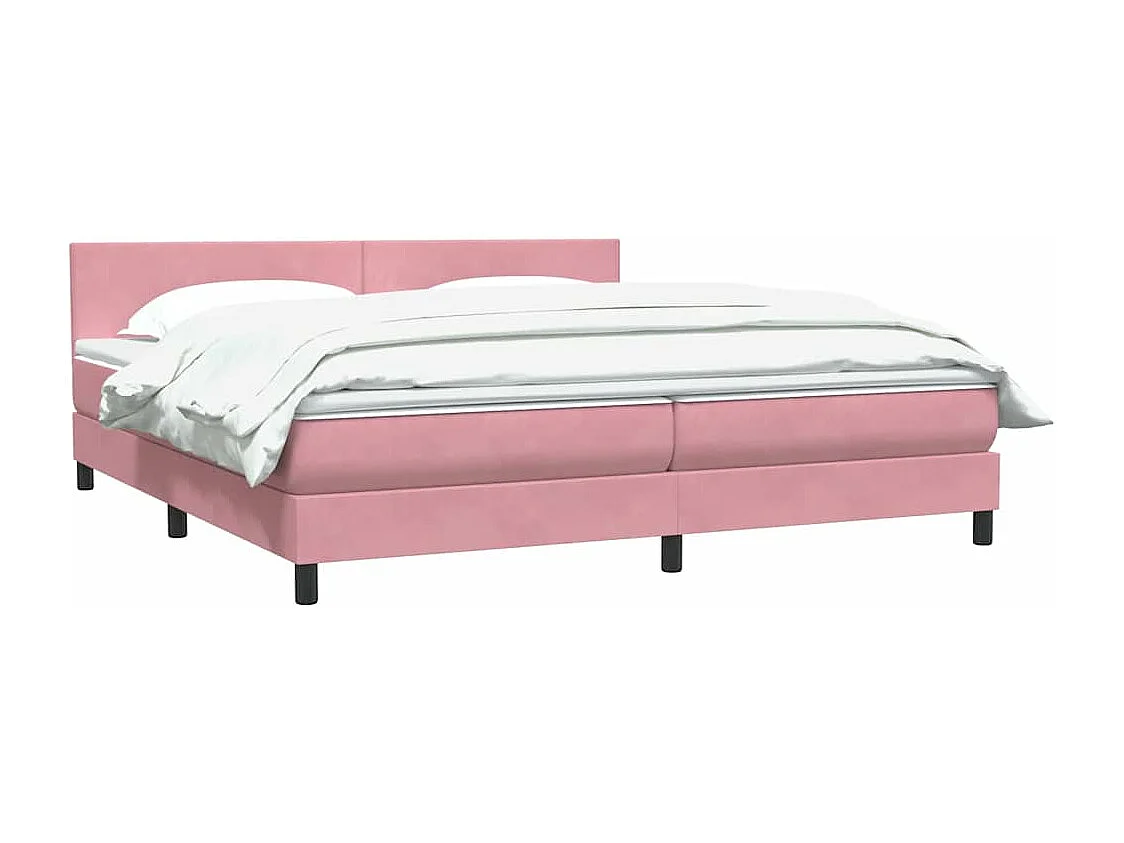Cama box spring con colchón terciopelo rosa 180x210 cm