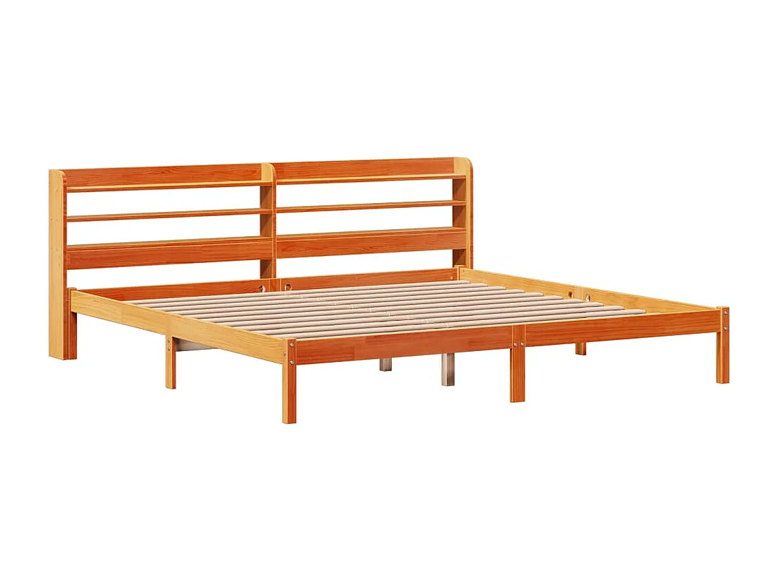 Bedframe met hoofdbord massief grenenhout wasbruin 200x200 cm