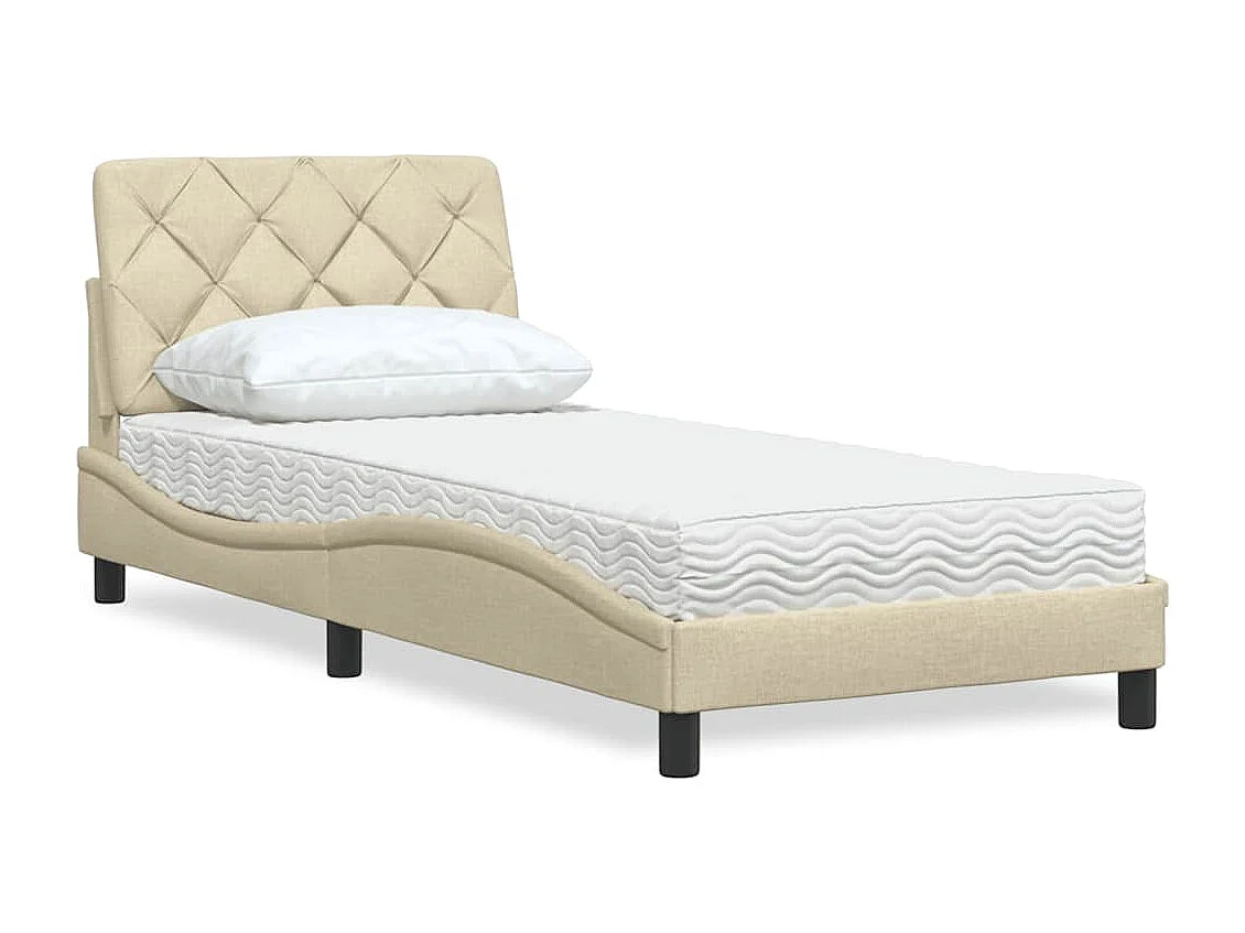 Cama com colchão 80x200 cm tecido cor creme