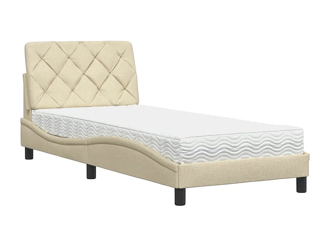 Cama com colchão 80x200 cm tecido cor creme