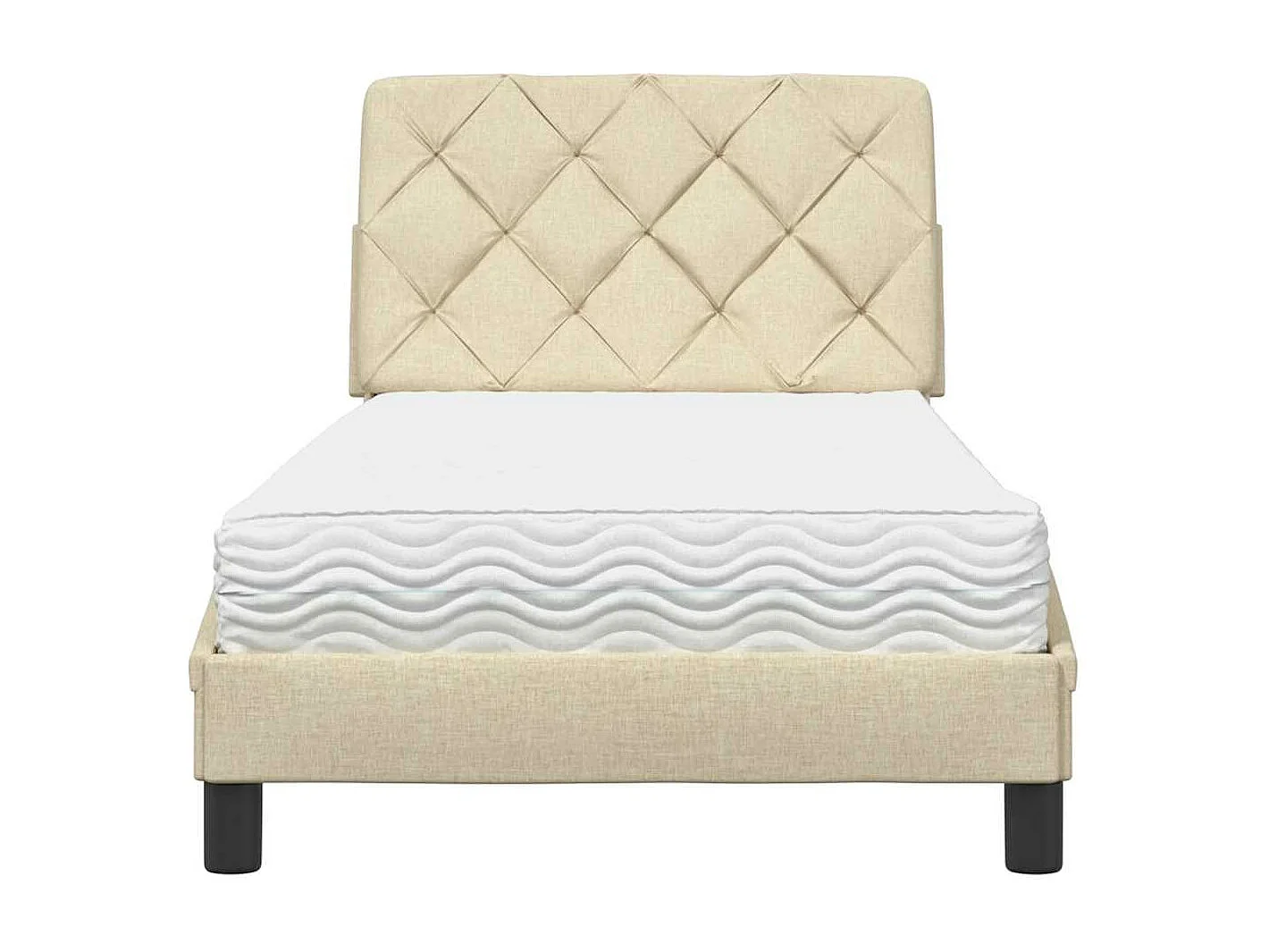 Cama com colchão 80x200 cm tecido cor creme