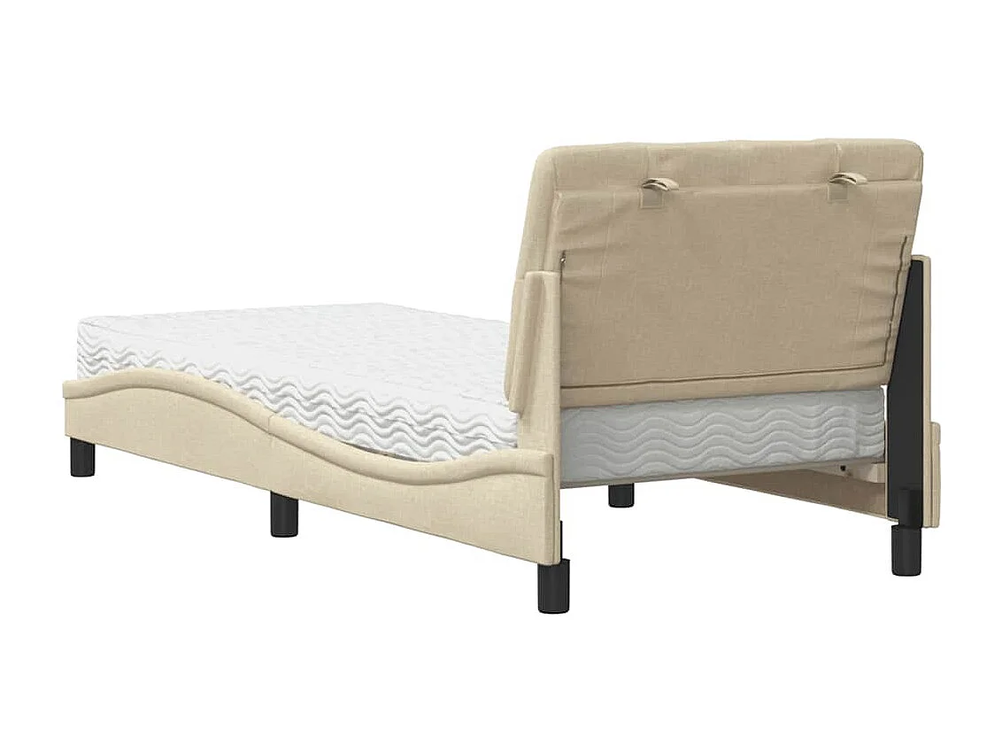Cama com colchão 80x200 cm tecido cor creme