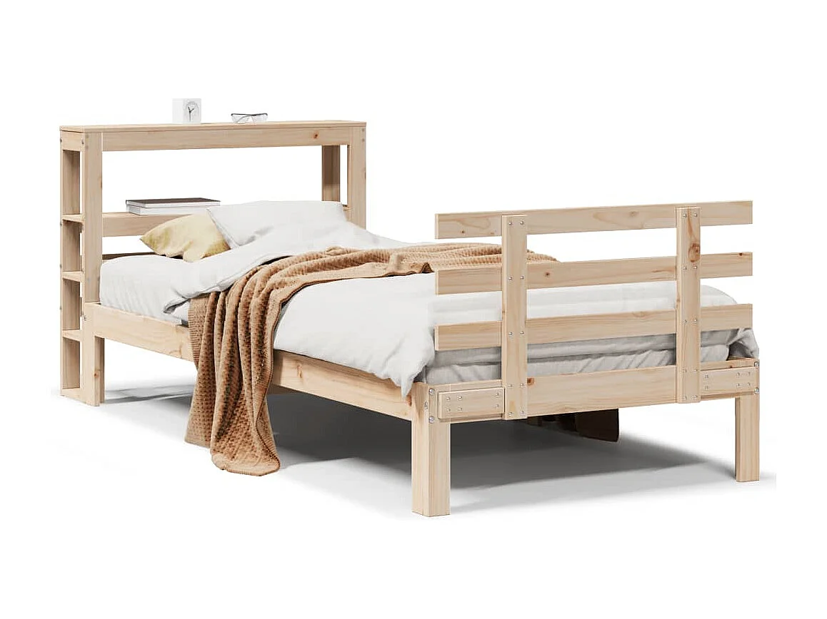 Estructura de cama con cabecero madera maciza pino 100x200 cm