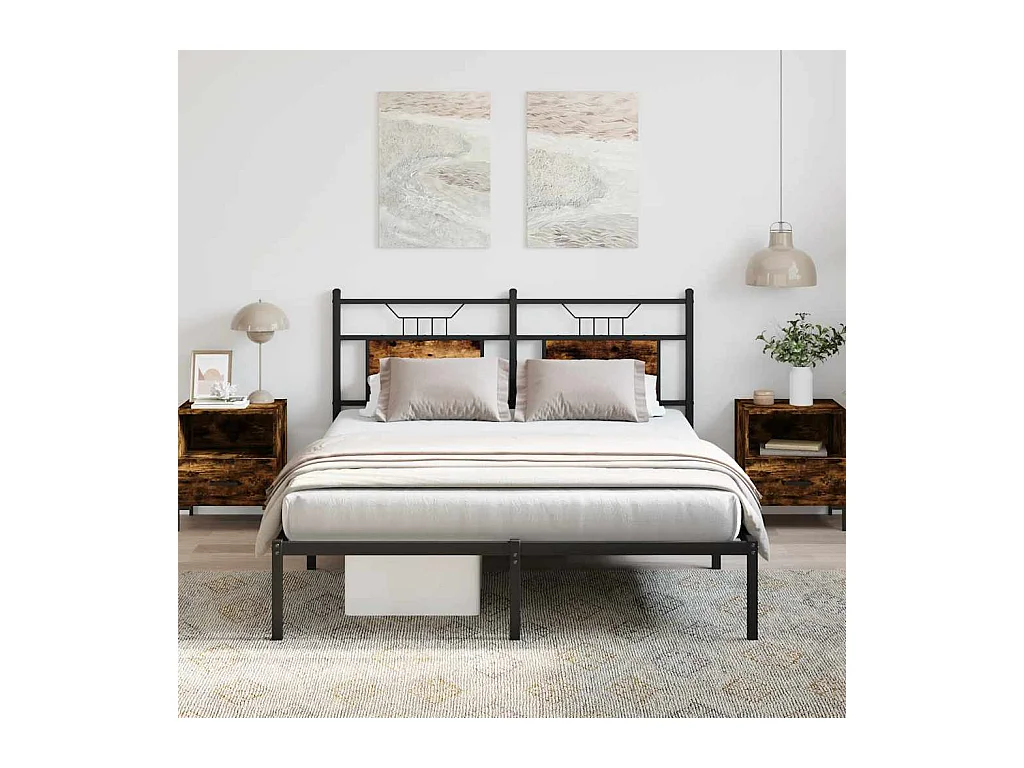 Cadre de lit sans matelas chêne fumé 140x190 cm bois ingénierie