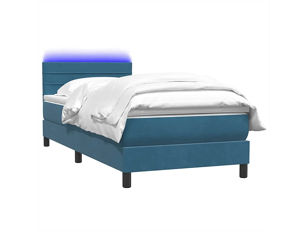 Boxspring met matras fluweel donkerblauw 80x220 cm