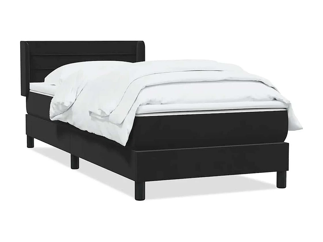 Cama box spring con colchón cuero sintético negro 80x210 cm