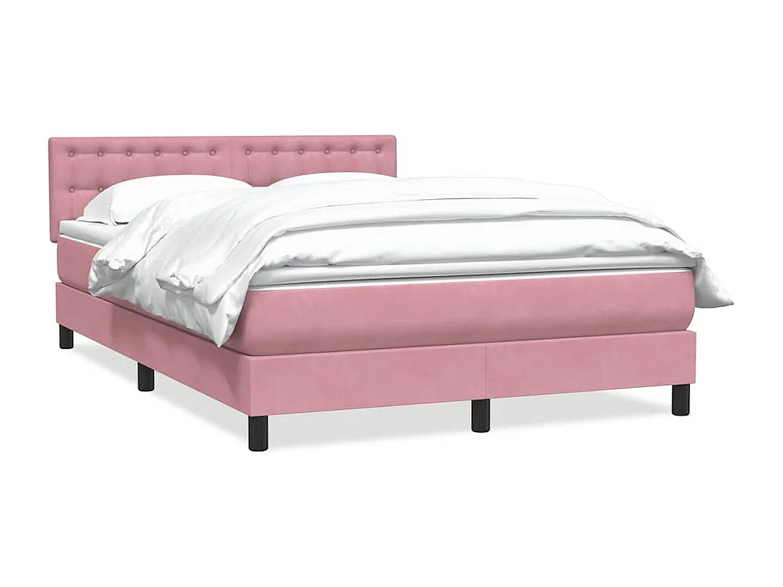 Sommier à lattes de lit avec matelas rose 160x220 cm velours